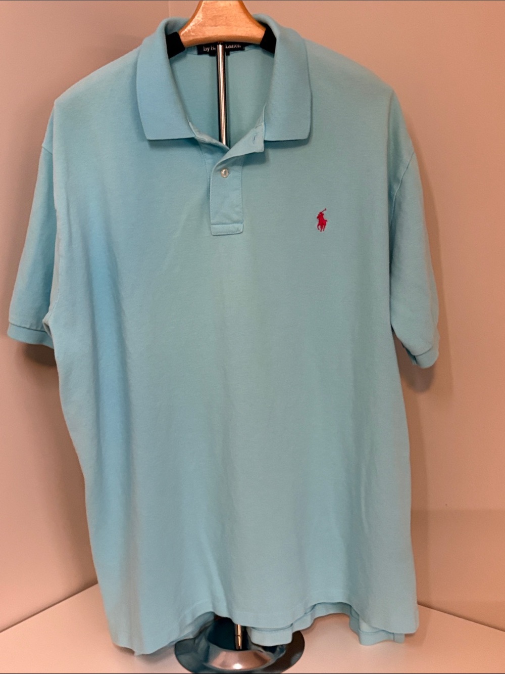 Polo by Ralph Lauren Light Aqua Short-Sleeve Polo with Pink Pony